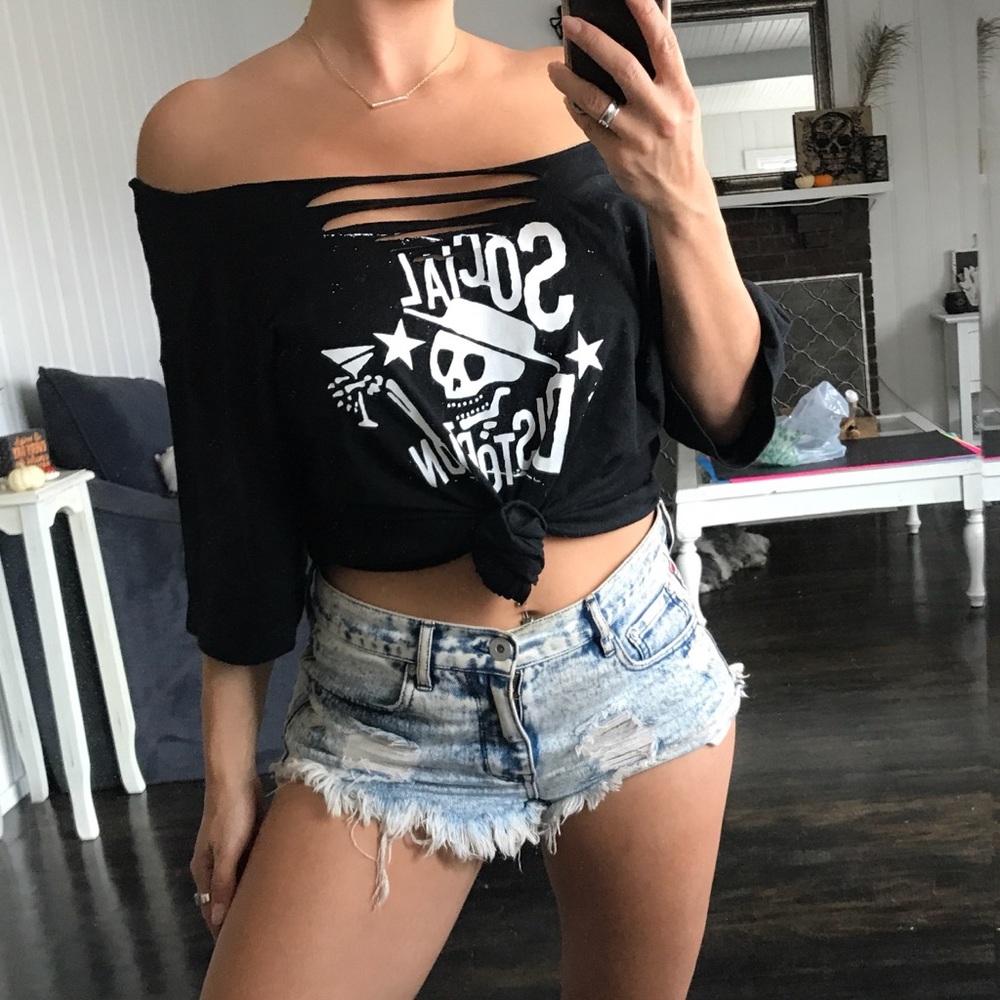 Social distortion Slashed diy concert tee …